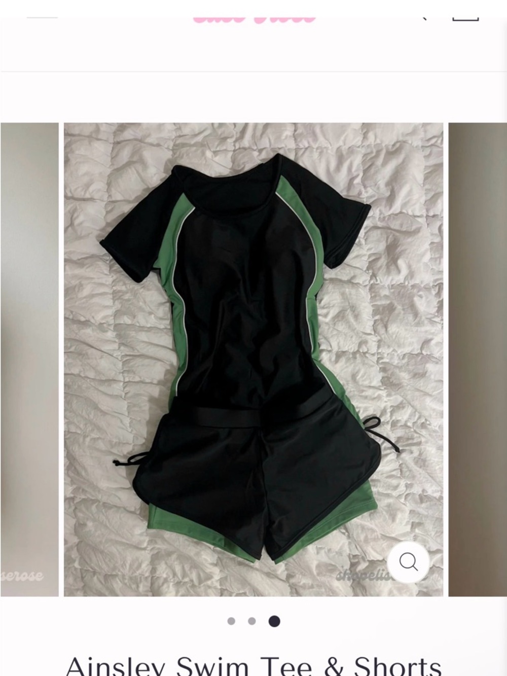 Elsie Rose- Black & Forest Green Short Sleeve Ainsley Swim Set